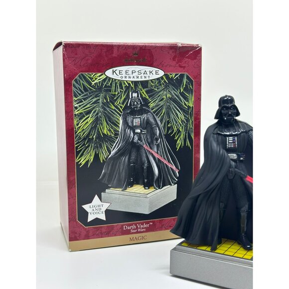 1997 Hallmark Keepsake Ornament Star Wars Darth Vader Magic Used Light Voice - Picture 3 of 6
